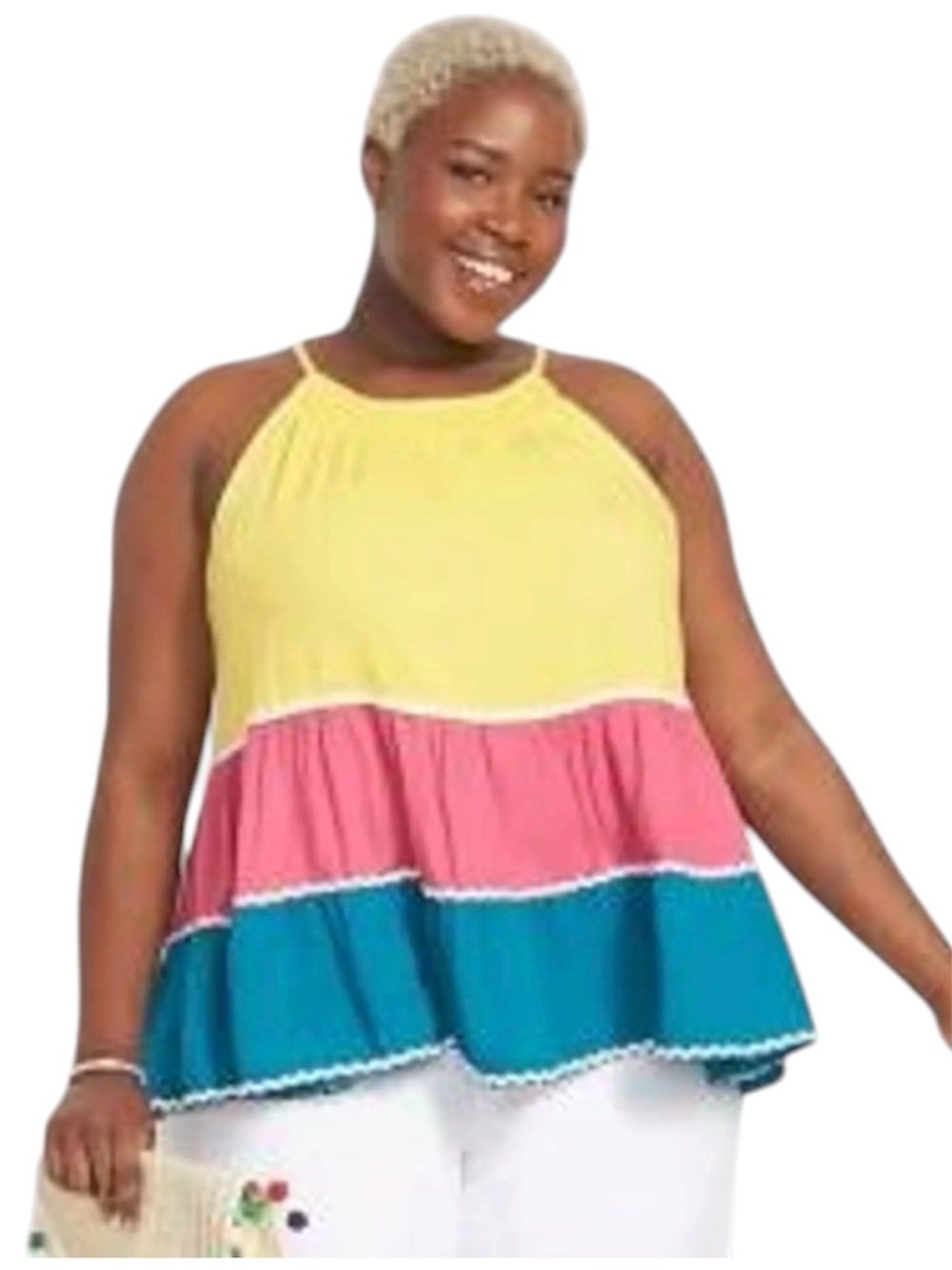 Lane Bryant Colorblock Tiered Halter Top